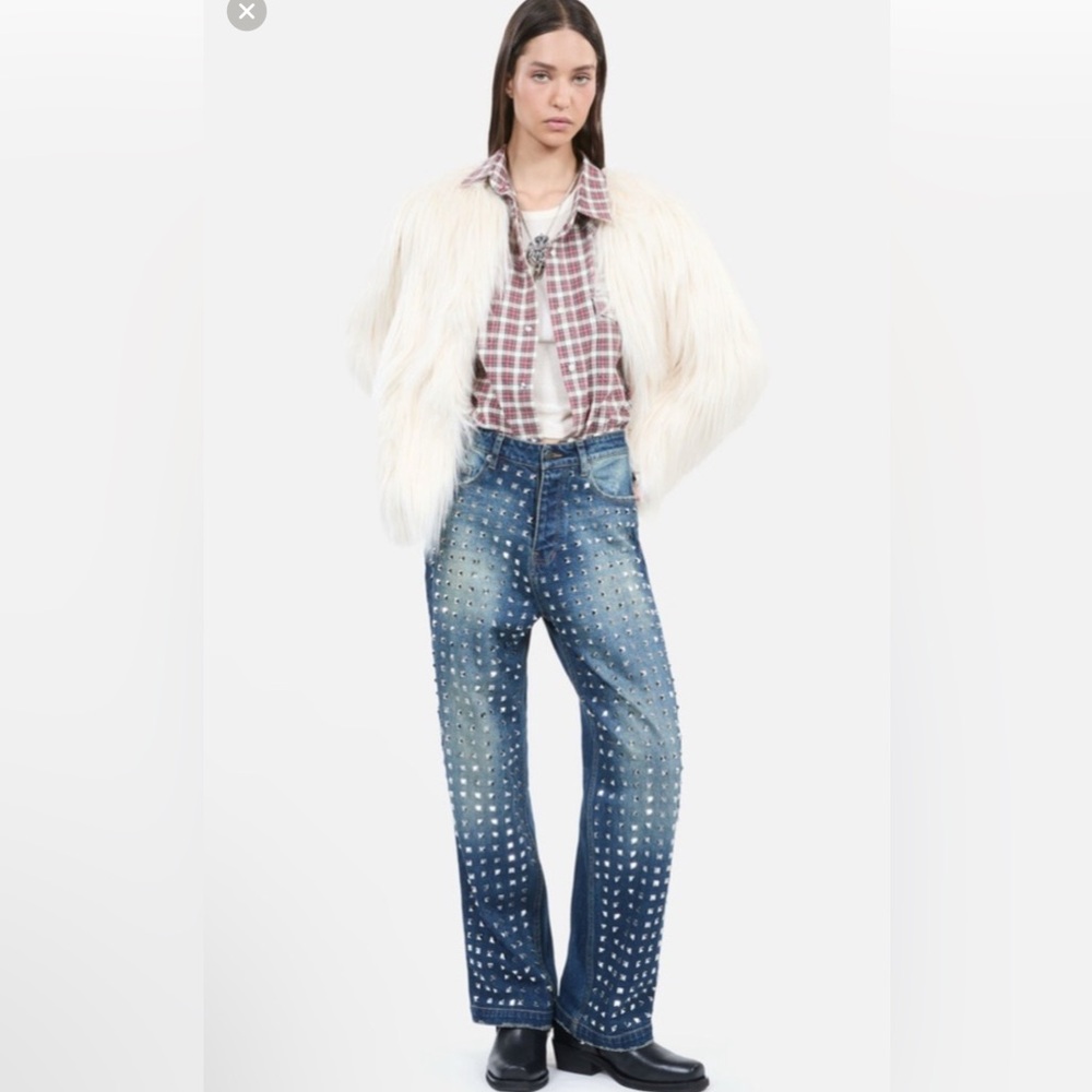 NWT THE KOOPLES Studded Denim Blue Jeans FR 40 US 8 10 $675
